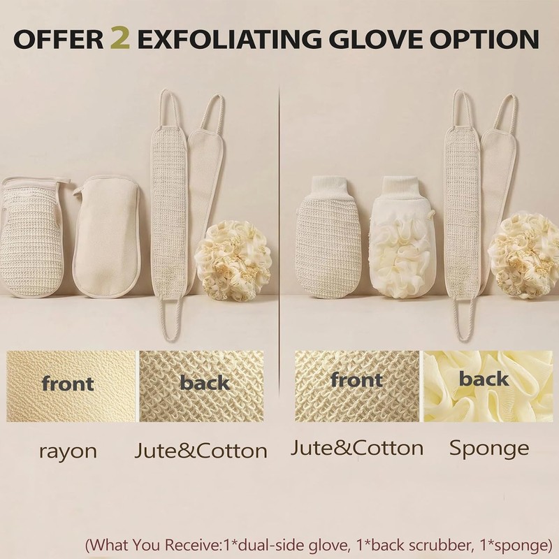Kit de Guantes Exfoliantes 3 en 1 para Cuerpo y