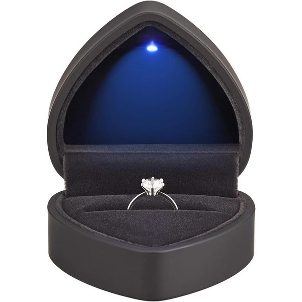Heart Shaped Ring Box with LED Light, Earrings Case with