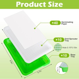 EBaokuup 10 bandejas de brotes de Semillas con Agujeros de Drenaje, bandejas de propagación de germinación de Plantas sin BPA, Kit de Cultivo de microgreens con Papel germinante
