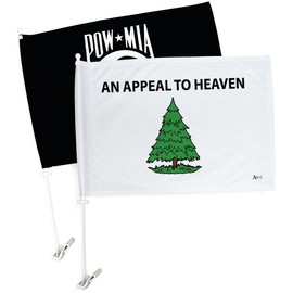 Breeze Decor an Appeal to Heaven Pack POW MIA Historical American Military Gifts Bandera para Carros Trump MAGA Banner for Cars Window July 4th Patriotic Decor, Republican Pine Tree Flag Made in USA