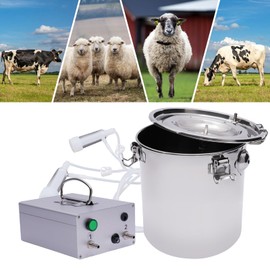 Electric Milking Machine, 110V 5L/7L Vacuum Pulsation Milking Machine with Single Stainless Steel Bucket Milking Machine Portable for Farm Sheep Goat Only (5L)