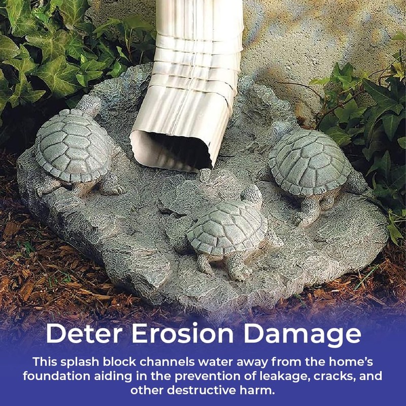 SAGEFINDS Turtle Gutter Downspout Splash Block, Decorative Outdoor Drain Extension,