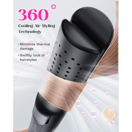 Wavytalk 1 Inch Curling Iron, Airflow Styler with 360° Cooling Air to Lock in Curls Quicker, Hair Straightener and Curler 2 in 1 for All Hair Types, Black