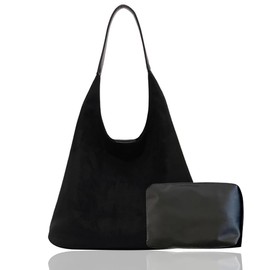 Bolso De Mujer, Bolsa De Hombro Piel De Ante,Bolso Bandolera De Gran Capacidad, Casual Oficina Bolsa Tote, Para Trabajo, Viaje, Fiesta (Negro)