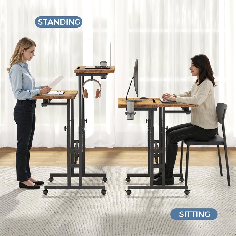 DUMOS Rolling Standing Desk, Sit Stand Desk, Computer Cart