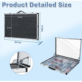Goazhpon Portable Aluminum Card Display Case - 16" x 27" Lightweight Trade Show Case for Jewelry, Pins, Photos, Trading Cards, Collectibles - Silve