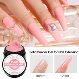 Gellen Light Pink Gel Builder for Nails Colored, Non-stick 3D Carving Gel for Nail Art, U V LED Nail Extension Art Buildergel