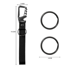 Pxvikis Heavy duty keychain carabiner clip belt ring bottle opener braided wrist lanyard metal car key chain for men and women. Black