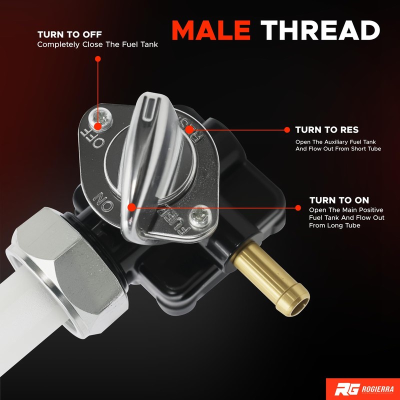 Fuel Valve Petcock with Male Thread Compatible with Harley FLST