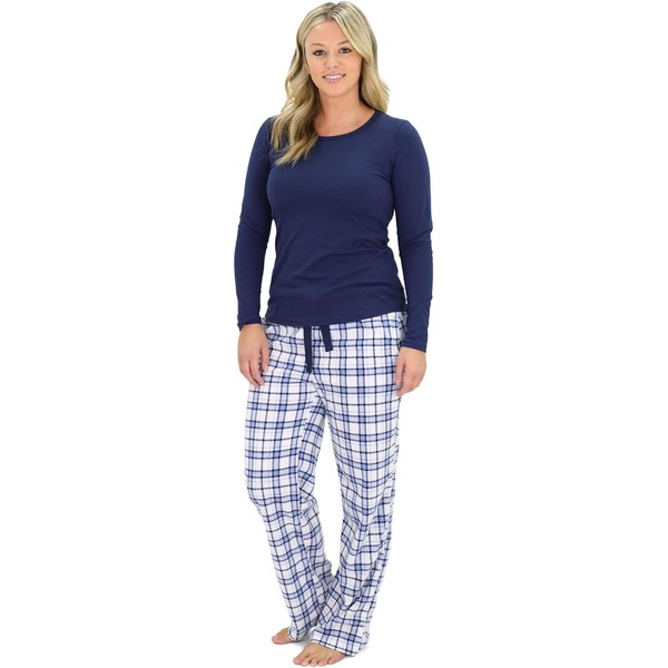 Cherokee Women's Pajama Set, Long Sleeve Cotton Top & Micro