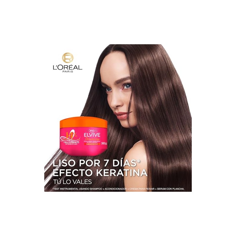 LOral Paris Dream Liso Mascarilla Capilar, 300gr. Ideal para cabello