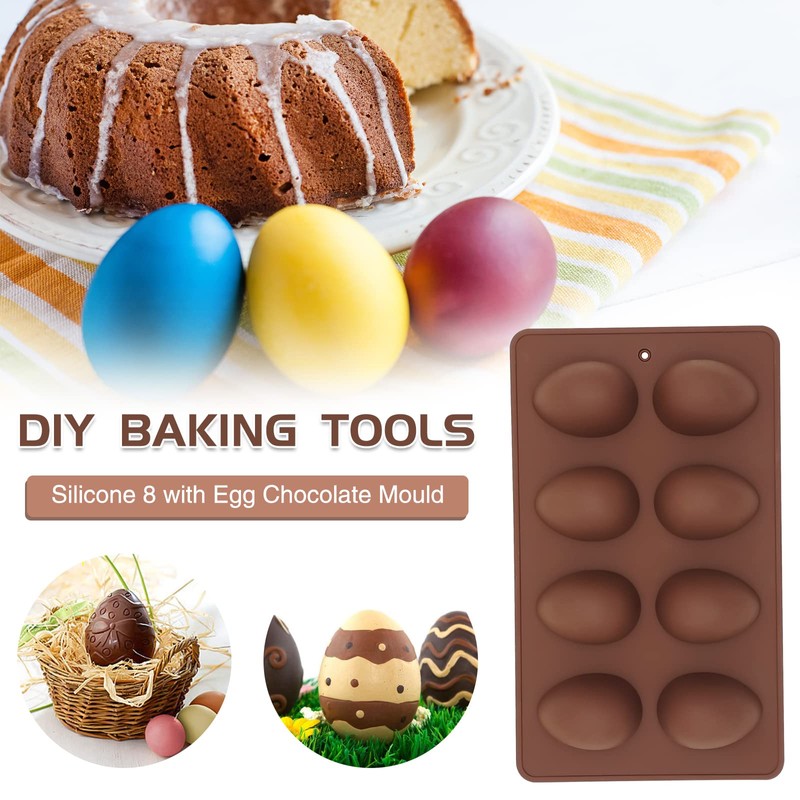 2-pack Easter Egg Silicone Molds for Cake Decorating,Peanut Butter Chocolate,
