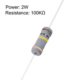 uxcell 50Pcs 100K Ohm Resistor, 2W 5% Tolerance Carbon Film Resistors, 4 Bands for DIY Electronic Projects and Experiments
