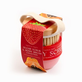 Tropical Fruits Gentle Exfoliating Sugar Scrub & Brush Strawberry and Papaya 150 g