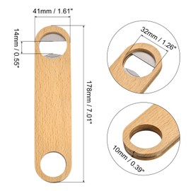uxcell Bottle Opener, 2pcs - Stainless Steel Beer Bottle Opener with Wooden Handle, Bartender Flat Beer Opener for Bar, Kitchen, Restaurant