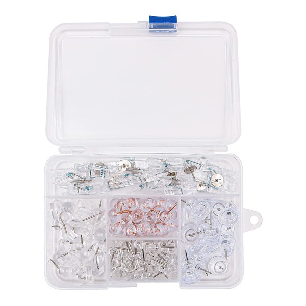 Hsthe Sea 125pcs Push Pins Set, Including Clear Plastic Push