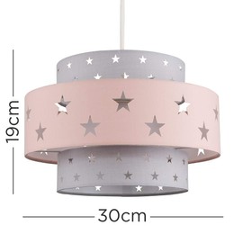 MiniSun Modern Pink & Dark Grey Cut Out Star Design Cylinder Ceiling Pendant Light Shade