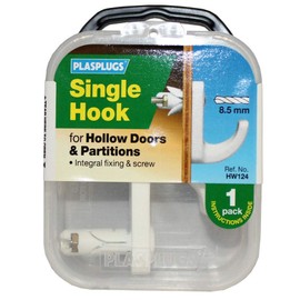 PLASPLUGS HOLLOW DOOR HOOK SINGLE