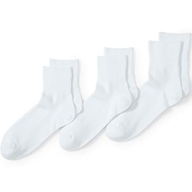 Lands' End Mens Cotton Rib Quarter Sock White