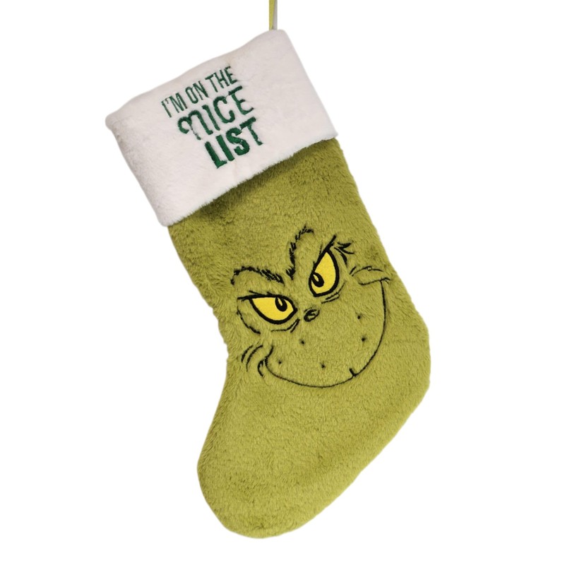 Divas World The Grinch Christmas Stocking: Large Green Naughty/Nice List