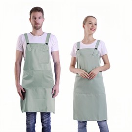 BIGHAS H Back Style Apron with Pocket for Women, Men Adjustable Large Size Comfortable, Kitchen, Home, Cooking 12 Colors (Gossamer Green)
