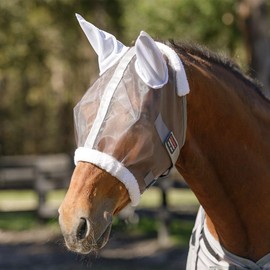 Schneiders Mosquito Mesh II Fly Horse Masks Without Nose Cover | Insect Protection & UV Shield | Breathable 350D Mesh | Contoured Fit | Safety Reflective Trim | Color Gray | Size Full Size