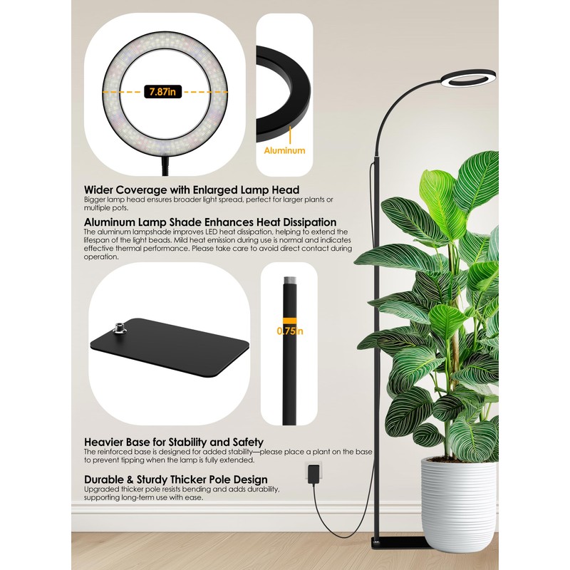 GLOWRIUM Grow Lights for Indoor Plants, 24W Full Spectrum LED