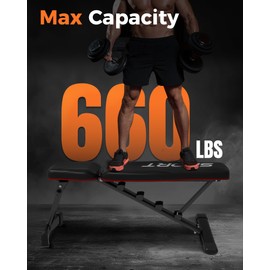 Adjustable Weight Bench for Home Gym, 5-Levels Versatile Foldable Bench for Full Body Workout Strength Training, 660LBS Incline Decline Bench with Quick Folding& Fast Adjustment