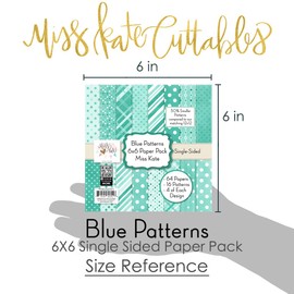 6x6 Pattern Paper Pack – Blue Patterns - for Baby Scrapbook Premium Specialty Paper Single-Sided 6"x6" Collection Includes 64 Sheets - 50% Smaller Patterns - by Miss Kate Cuttables