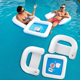 Zento Card Table for Pool Inflatable Game Station Set with Waterproof Playing Cards Poker Game Deck and Chairs - Floating Card Table with Inflatable Seats for Fun in The Water by The Beach Pool