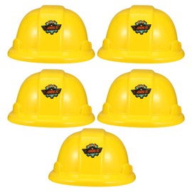 BESTonZON Toy Construction Hard Hats, 5PCS Yellow Toy Plastic Kids Party Hats, Plastic Yellow Kids Party Hat, Kids Dress up Costume Hat, Yellow Plastic Construction Worker Helmet for Parties