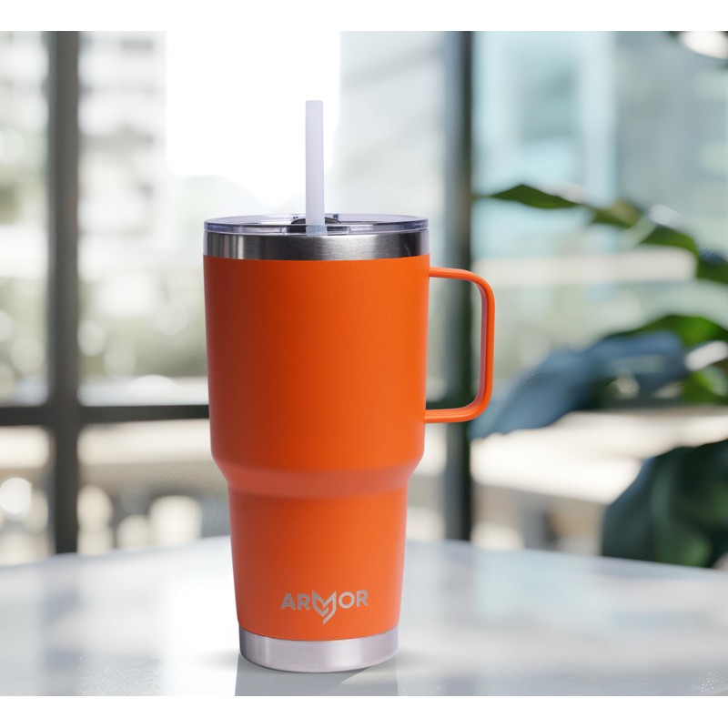 Product Armor 30oz Stainless Steel Tumbler with Handle (Lava Orange)