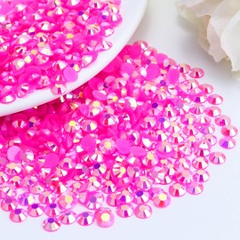 Briskbloom 1000PCS 6mm Resin Flatback Rhinestone, Hot Pink/Rose AB Color Flatback Jelly Resin Rhinestones for Mugs, Bottles, Tumblers, Craft Decoration, Loose Bling Glitter Diamond Stone