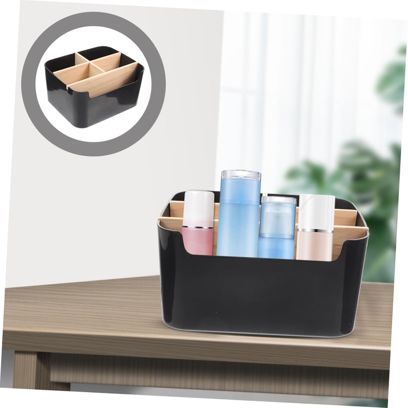 Mikinona Removable Bamboo Makeup Storage Box for Desk Compact Organizer