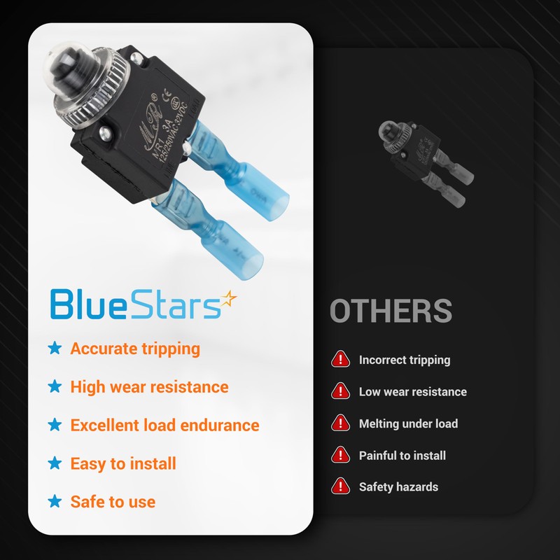 BlueStars 5 Packs 3Amp Thermal Circuit Breaker 125/250V AC 32V