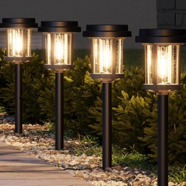 XMCOSY+ Solar Lights Outdoor - 6 Packs, 20 LM Solar Garden Lights, IP65 Waterproof Metal Solar Powered for Pathway Yard Landscape Backyard Walkway Driveway (‎Black & Grey)