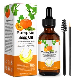 Pumpkin Seed Oil, 2Fl Oz Pumpkin Seed Oils for Dry Damaged Hair Growth, Pure Cold Pressed Carrier Oil Moisturizing Scalp, Body Massage and Skin Care
