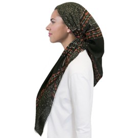 Pretied Head Scarf for Women Lightweight Pretied Bandana Tichel Head Scarves, Jewish Head Coverings for Women (2516 Dark Olive)