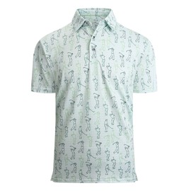 Alex Vando Mens Golf Shirt Moisture Wicking Quick-Dry Print Performance Polo Shirts for Men,Green Sweep Men,S