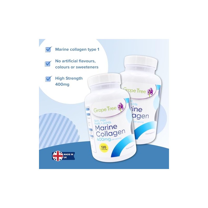 Grape Tree Marine Collagen 500mg Capsules – 120 Capsules Hydrolysed