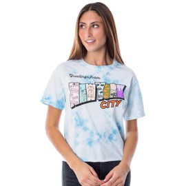 to All The Boys I've Loved Before Womens' Greetings from New York City Juniors Tie Dye Crop T-Shirt (Medium)