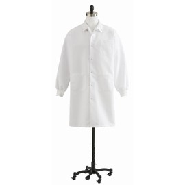 Medline 87026QHWM Unisex Knit Cuff Knee Length Lab Coat, M, 42" Length, White