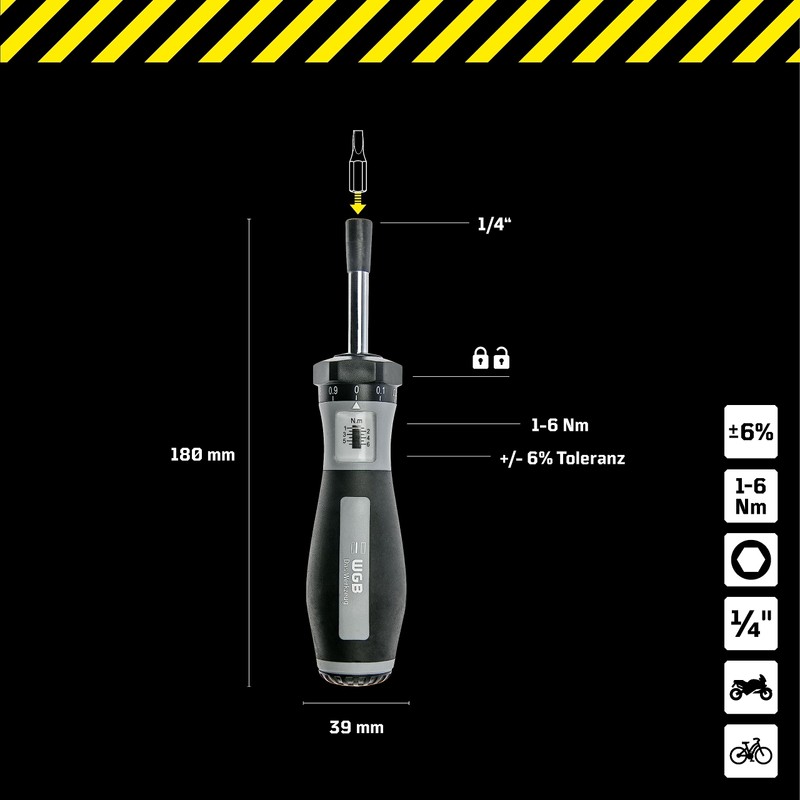 WGB Das Werkzeug 1/4 Inch Torque Screwdriver with Bit Holder,
