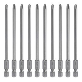 sourcing map 10pcs #2 Phillips Screwdriver Bit PH2 1/4" Hex Shank 4.33" (110mm) Long Magnetic S2 Steel Industrial Grade Screw Driver Bit Cross Head Electric Drill Bits 0.177" (4.5mm) Rod