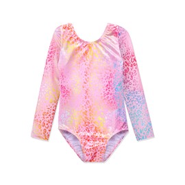 HOZIY Gymnastics Leotards for Girls Long Sleeve 4t 5t Apparel Outfits Unitard Pink Leopard Multicolored Rainbow Colorful Bodysuits