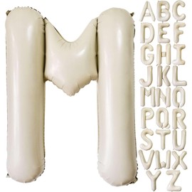 Cream White Letter M Balloons, 40 Inch Giant Letter Balloons M Foil Mylar Helium White Letter Balloons for Birthday Party Supplies Anniversary Event Celebration Decorations Alphabet White M