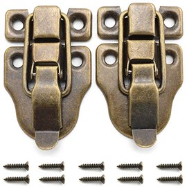 SDTC Tech 2-Pack Antique Duckbilled Toggle Latch Wooden Box Spring Loaded Hasp Latch Catch with Screws for Jewelry Box Cabinet Toolbox Trunks (Bronze)
