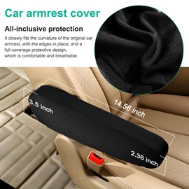 2Pcs Car Armrest Cover Elastic Fabric, Universal Fit Automotive Seat Arm Rest Slipcover Protectors, Armrest Covers for Front Seats for Car Suv Truck and Van(Black)
