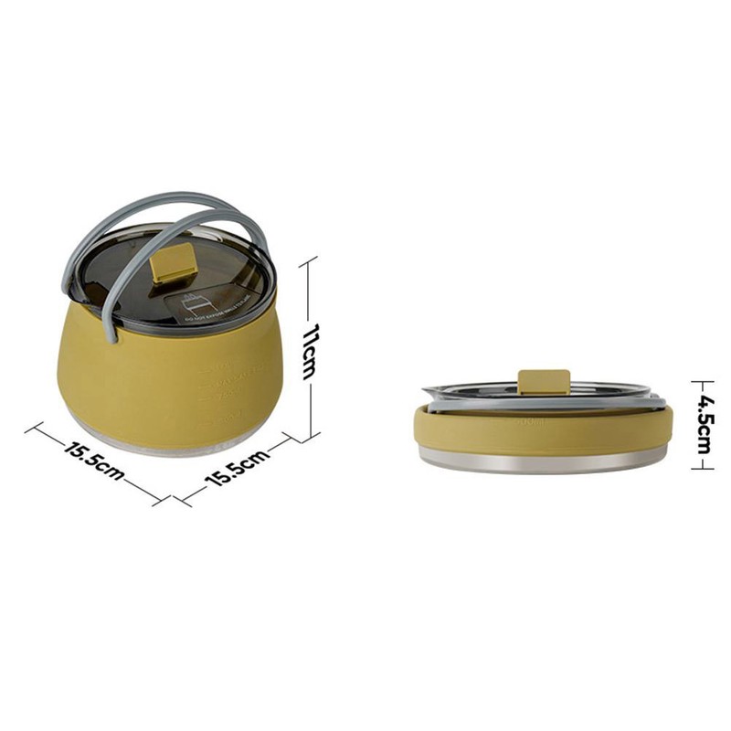 Foldable Silicone Portable Kettle Camping Open Fire Coffee Tea Cassette
