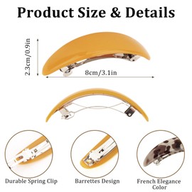 Hotalisona Hair Barrettes Clips for Women French Oval Tortoise Shell Large Hair Barrettes Clips Accessories for Women Thin Thick Hair 6 Pcs